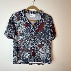 Alfred Dunner Paisley Short Sleeve Vacation Top Size 8